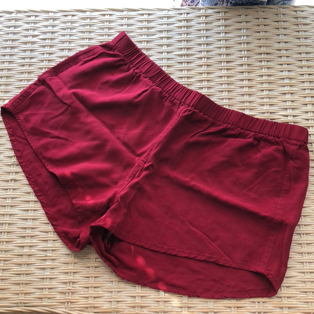 maroon flowy shorts